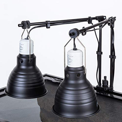 REPTI ZOO Reptile Dual Lamp Stand Lamp Hanger Holder Adjustable Metal Lamp Support for Reptile Glass Terrarium Heating Light - style: LH001D