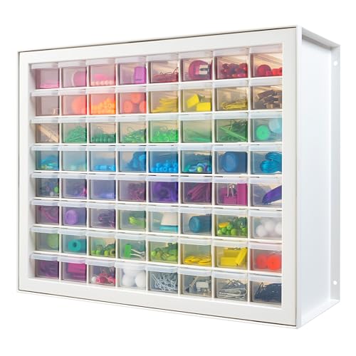 IRIS USA 64-Drawer Screw Organizer, Hardware Storage, Made in USA, White | Wall mountable, Stackable, Art & Craft Supplies, Beads, Gem Stones, Building Bricks, Garage Tool Storage - color: White, size: 64 Drawer