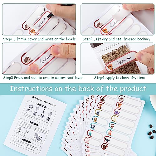 480 Baby Bottle Labels for Daycare, Waterproof Self-Laminating | Cute Animal Design, 2 Sizes, For Bottles, Lunch Boxes And School Gear - style: Cute Animal Style
