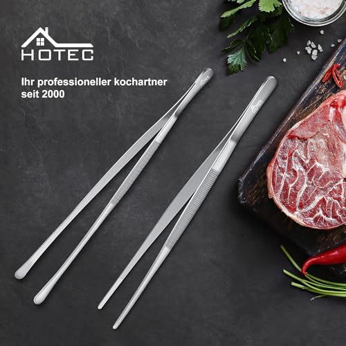 HOTEC Kitchen Tweezers Tongs Stainless Steel Professional Chef Tweezers, Set of 2-12inch Extra-Long Food Tongs for Cooking,Grill and Baking - color: Silver, size: 2PCS: 12 Inch