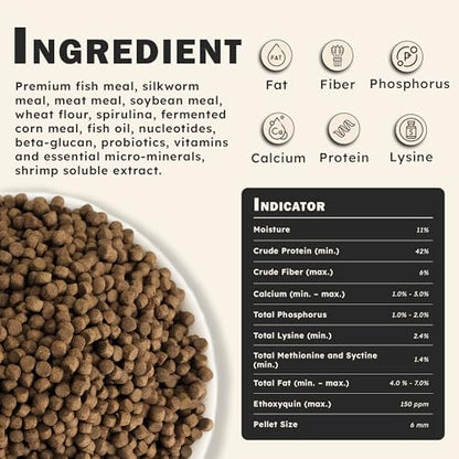 HARUTO Koi Food Growth Silk Worm 11lb - Body Growth & Protein Formula | Silkworm powder formula - high protein koi food supporting body development, healthy scales & clear water pond feeding.