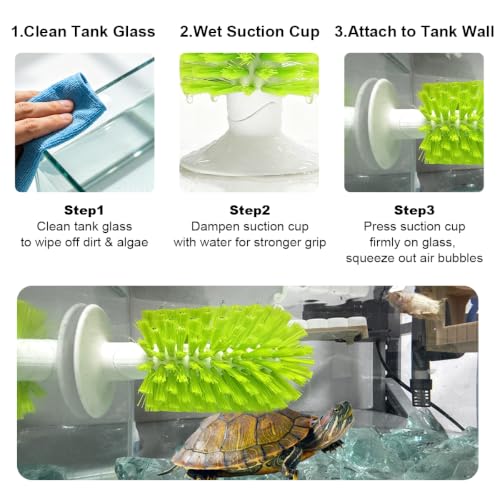 2 Pcs Turtle Tank Accessories - Turtle Brush with Suction Cup, Turtle Tank Decorations Turtle Aquarium Habitat Accessories