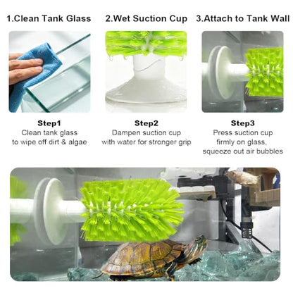 2 Pcs Turtle Tank Accessories - Turtle Brush with Suction Cup, Turtle Tank Decorations Turtle Aquarium Habitat Accessories