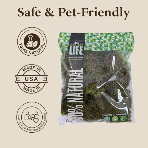 Mood Moss for Terrarium Habitats, Medium 1-Pack | Preserved Moss for Reptiles, Amphibians & Invertebrates Terrariums, Humidity Control, Soft, Dye-Free, Family Owned, USA Made - size: Medium 1-pack, style: Mood Moss
