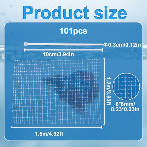Aquarium Mesh Fish Tank Cover 10-75 Gallon Fish-Tank Lid Clear Fish Net for Fishes Transparent Plastic Aquarium Top Cover Screen Hood Net Plastic Mesh Screen for Aquariums, 4 X 5 Feet