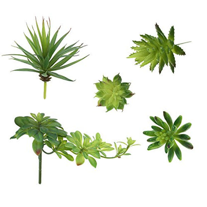 5-Pack Artificial Succulent Plants - Realistic Fake Greenery for Home Decor, Wedding Centerpieces & Terrarium Displays (Green, Mixed Sizes)