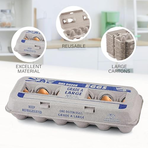 MT Products Printed Empty Egg Cartons Holds 12 Eggs - Cardboard Crate for Eggs (Pack of 250) - Made in USA - size: Large