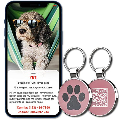 MYLUCKYTAG QR Code Pet ID | Personalized Dog & Cat Collar Tag | Online Profile with Instant Scanned Location Alert Email - style: Sky Paw