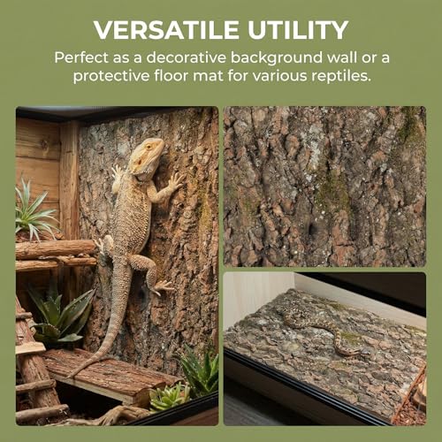 DECHOUS 3Pcs Natural Cork Bark Flats for Reptiles Cork Bark Background for Reptile Tank Terrarium Wall Panel for Lizard Gecko Snake Climbing Decor 15.74 X 11.81 X 0.78
