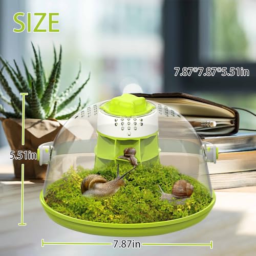 Snail Habitat Terrarium, Round Snail Enclosure with Feeding Design | Large Viewing Area, 360° Observation, Removable Base, Snail Habitat, Spider Enclosure & Small Reptile Habitat