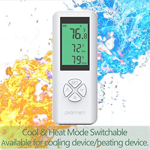 DIGITEN WTC100 Wireless Thermostat Outlet, Programmable Temp Controller with Remote Sensor Built‑in, 1500W Heating & Cooling Plug for AC, Greenhouse, Home Brewing, Reptile Terrarium - color: Wtc 100