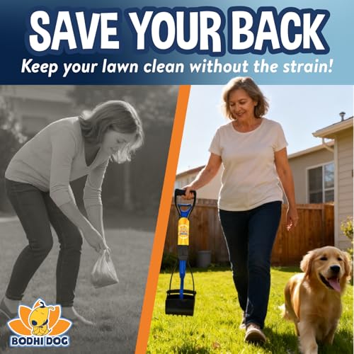 Bodhi Dog Complete Poo Pack- 24" Pooper Scooper, Poop Bags, & Waste Bag Holder, Ideal for Small to XL Pets - Durable, Easy-to-Use, Great for Grass, Gravel, & Outdoor Cleanups (Blue) - color: Blue