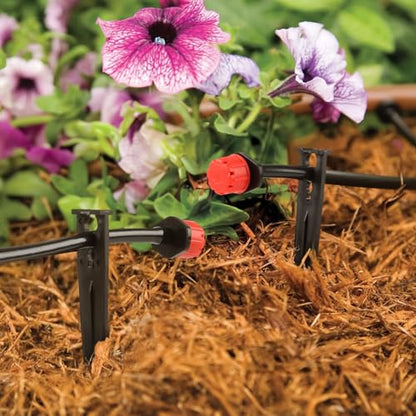 RedChili 100 Pack 1/4 Inch Drip Irrigation Support Stakes, Plastic, 5.68 Inch, Barb Connector, Ideal for 1/4-Inch Tubing, Indoor/Outdoor Use - size: 1/4" Stake