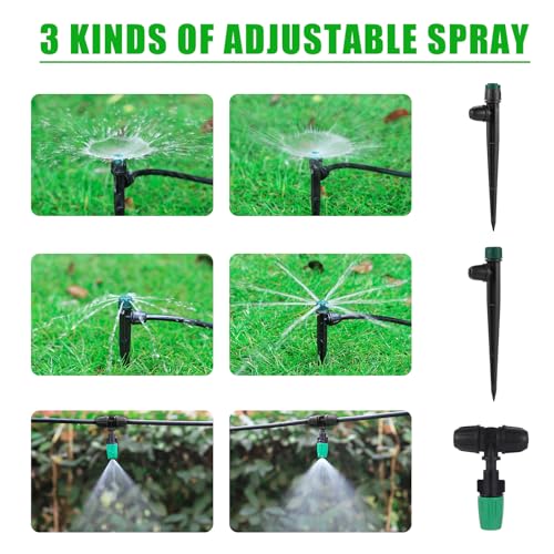 Leak-Proof Drip Irrigation Kit, Quick Connect Irrigation System Kit | Lock Barbed Drip Irrigation Kit, Includes 1/4" & 1/2" Water Tubing Hose, Perfect for Garden, Raised Beds & Lawn Watering - size: Complete Drip Irrigation Kit