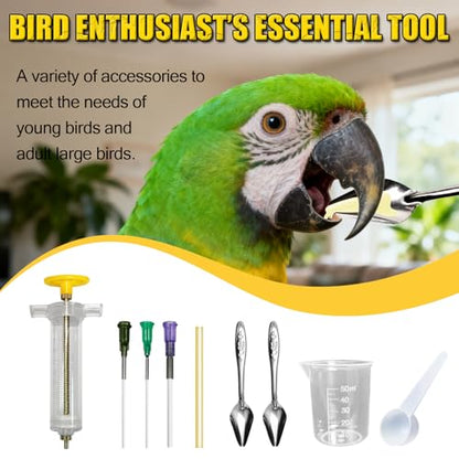 Baby Bird Feeding Syringe Set, Small Pet Parrot Feeder Hand Feeding Tubes Kit, Parrot Feeder Tubes Measuring Tools, for Baby Birds Small Pet