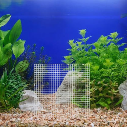 Zerodeko 1 Set Terrarium/Aquarium Screen Lid - Plastic Grid Tank Top Cover with 6 Support Clips - DIY Cut-to-Size Replacement Canopy - Helps Prevent Jumping, Allows Airflow & Light