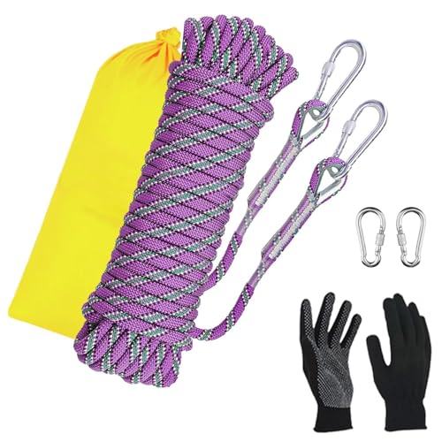 Static Climbing Rope - Heavy Duty Climbing Rope for Rock Climbing, Tree Climbing Gear, Arborist Rope, and Camping Rope - 10m (32ft), 20m (64ft), 30m (96ft) - color: Purple, size: 10mm/10M(32ft)