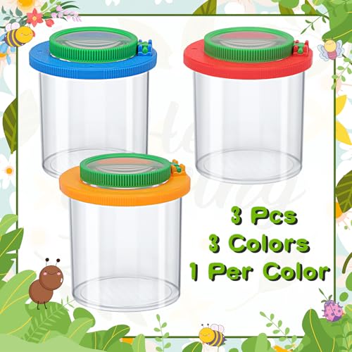 Coopay 3 Pcs Insect Bug Viewer for Kids - Bug Jars, Critter Insect Cage, Bug Container, Bug Catcher, Magnifying Insect Box for Children, Kids Science Nature Exploration Collecting Kit - style: 3 Pack Set