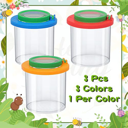 Coopay 3 Pcs Insect Bug Viewer for Kids - Bug Jars, Critter Insect Cage, Bug Container, Bug Catcher, Magnifying Insect Box for Children, Kids Science Nature Exploration Collecting Kit - style: 3 Pack Set