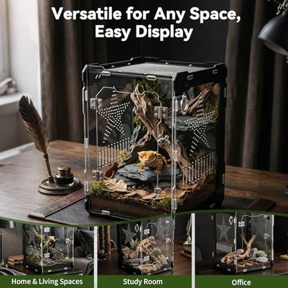 10"x10"x14" Acrylic Reptile Enclosure for Crested Gecko | 6 Gallon Front Opening, Escape-Proof, Easy Assembly, Large Space, Lizard, Leopard Gecko, Snake, Frog, Small Invertebrates