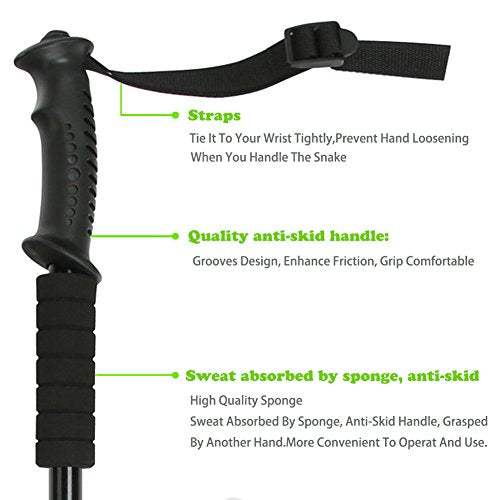 Snake Hook Reptile Grabber Rattle Snake Catcher,Professional Aluminum Alloy with Telescopic Rod and Lock, Comfortable Grip Handle for Catching,Controlling,Moving (53 inch Snake Hook)