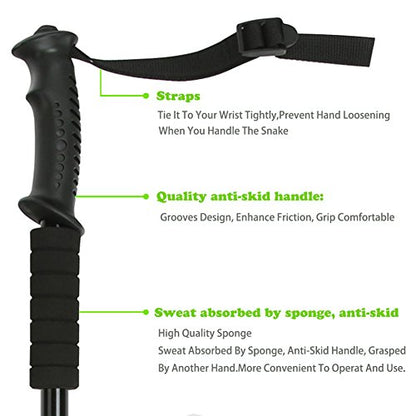 Extendable Snake Hook Reptile Corn Snake Ball Python Rattlesnake Handling Tool for Catching,Controlling,Or Moving Snakes, Material Tool(53inch and 25inch)