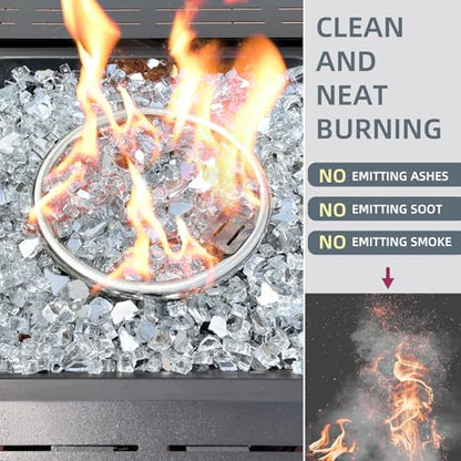 10 Pounds Fire Glass 1/2 Inch High Reflective Tempered Firepit Glass | Crystal Clear Rocks for Fireplace, Fire Pit Table, Fire Bowl and Landscaping & DIY Crafts - color: Crystal Clear, size: 1/2 inch, 10lb