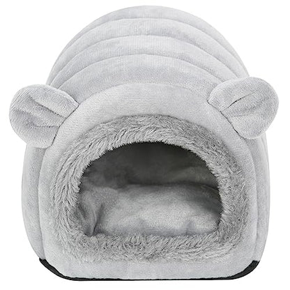 Hedgehog Bed Cave Nest Hideout, Hamster Guinea Pigs Small Animals Cage Supplies Warm House-Gray - color: Gray