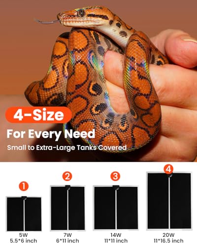 MQ Reptile Terrarium Heat Pad with LCD Digital Aquarium Thermometer, 5.5 x 6in Power Adjustment Under Tank Heater Mat for Pets, Small Animals, Seedling, 5W - size: 5W, 5.5*6 in