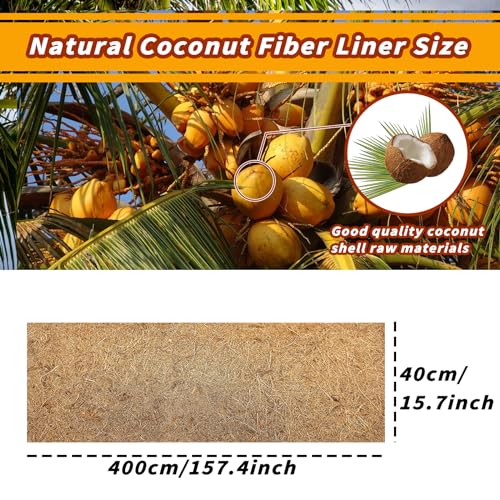 Hamiledyi 157x15.7in Reptile Carpet Coconut Fiber Substrate Large Coco Liner Roll Lizard Cage Mat Natural Coco Fiber Bedding for Bearded Dragon Turtles Iguana Tortoise Pad Garden Decoration - size: 15.7x157Inch