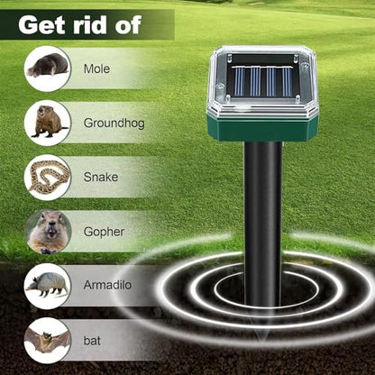 Tirgo Mole Repellent Solar Powered 8 Pcs Snake Repeller for Yard Ultrasonic | Outdoor Gopher Rodent Groundhog Vole Skunk Animal Deterrent Spike, Waterproof Stakes for Lawns, Vegetable Garden, Pet Safe