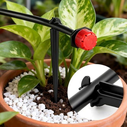 RedChili 210 Pack Irrigation Support Stakes for 1/4 Inch Drip Tubing, 1/4" Drip Tubing Hold Plastic Stakes Quarter Inch Drip Line Holder Fittings for Lawn Raised Bed Greenhouse Plant Watering System - size: 1/4" Stake-210P