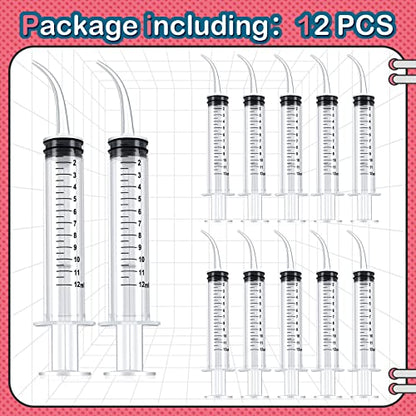 12 Pieces Baby Bird Feeding Syringe 12 ml Pet Liquid Syringes Kitten Feeder for Small Dogs Cats Puppy Kitten and Other Small Animal Breeding Supplies