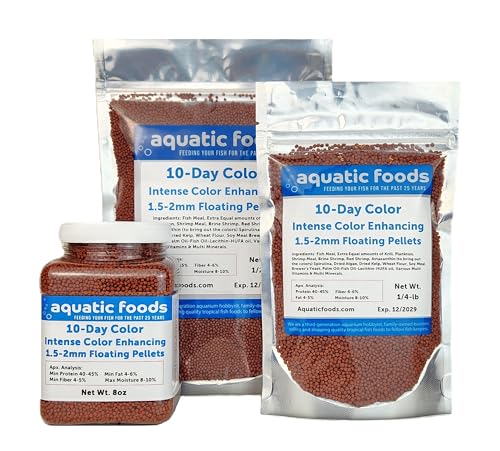 Ultra Intense Color Enhancing with a 10-Day Color Change, 1.5mm - 2mm Floating Pellets for Cichlids, Discus, All Baby and Small Tropical Fish & Pond Fish…8oz Jar