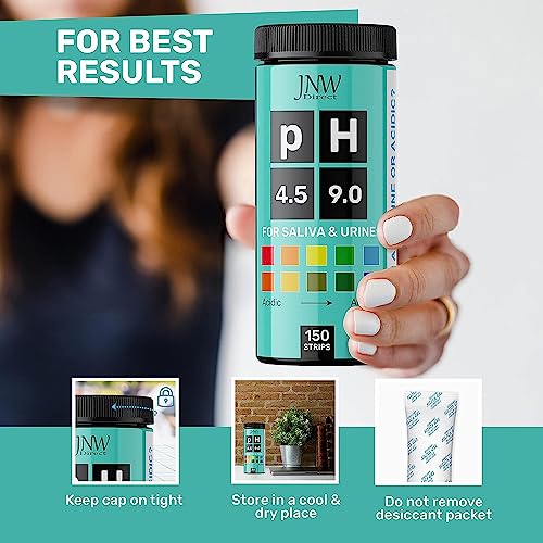 pH Test Strips for Urine and Saliva - 150 Litmus Paper Strips | Includes 150 pH test strips with a 4.5 to 9.0 range for fast urine and saliva testing with an easy color chart.