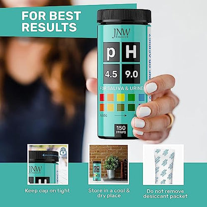 pH Test Strips for Urine and Saliva - 150 Litmus Paper Strips | Includes 150 pH test strips with a 4.5 to 9.0 range for fast urine and saliva testing with an easy color chart.