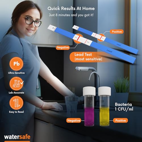 Watersafe® The Original Water Testing Kit for Drinking Water, Well and Tap Water, Sensitive Lead in Water Test, Bacteria, Hardness, pH, Nitrates, Easy Instructions, Lab-Accurate Results, 2 Pack