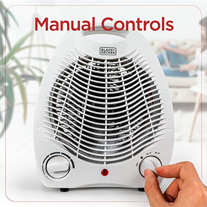 BLACK+DECKER Personal Desktop Heater, 1500 Watts, BHD101W, White | Space Heater for Office Desk, Home Office & Personal Use Desk, 2 Heat & Fan Only Settings, Adjustable Thermosta
