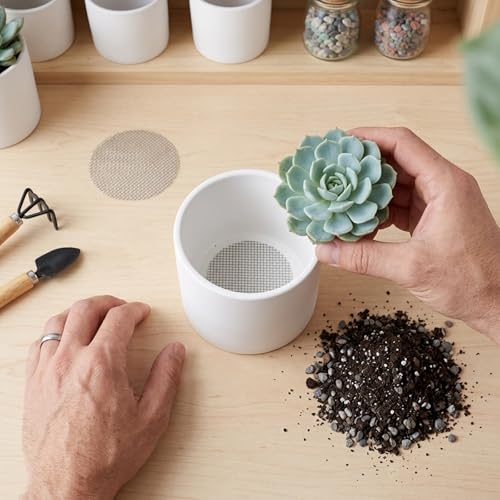 Amaxiu 120Pcs Plant Pots Hole Mesh Pad, 2 in Round Flower Pot Drainage | Mesh Mats Bonsai Potting, Eye Mesh Mats, Barrier for Gardening to Prevent Soil, Leaking Horticultural Enthusiasts