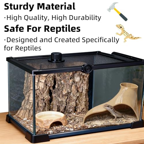 Reptile Underground Corner Cave Viewing Lizard Hideout | Reptile Hideout, Leopard Snake Gecko Hideout Habitat Tank Enrichment Reptile Decoration Accessories Toys Ornaments Supplies