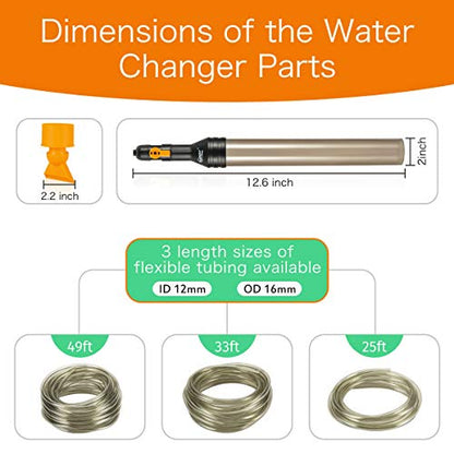 hygger Upgrade Aquarium Water Changer Kit, Semi-Automatic Fish Tank Gravel Cleaner, with 25 FT Water Hose, Flow Control Valve - size: 25FT