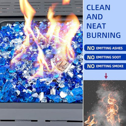 20 Pounds Fire Glass 1/2 Inch High Reflective Tempered Firepit Glass | Cobalt Blue, Oceanic Blue, Crystal Clear Rocks for Fireplace, Fire Pit Table, Fire Bowl and Landscaping & DIY Crafts - color: Cobalt Blue, Oceanic Blue and Crystal Clear, size: 1/2 inc