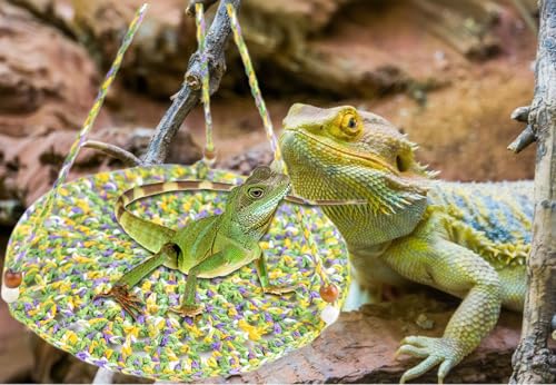 Reptile Hammock Essential for Bearded Dragon, Hanging Bed for Lizard, Gecko, Chameleon, Hamster & Small Pets