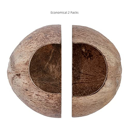 2 Pack Natural Coconut Reptile Hideouts, Lizard, Spider and Aquarium Fish Hide Cave (Smooth Surface) - color: Smooth Surface