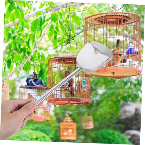 UKCOCO Adjustable Telescopic Stainless Steel Bird Cage Cleaning Tool Compact Poop Scooper for Small Animals Durable Waste Removal for Chicken Coop and Reptile Litter