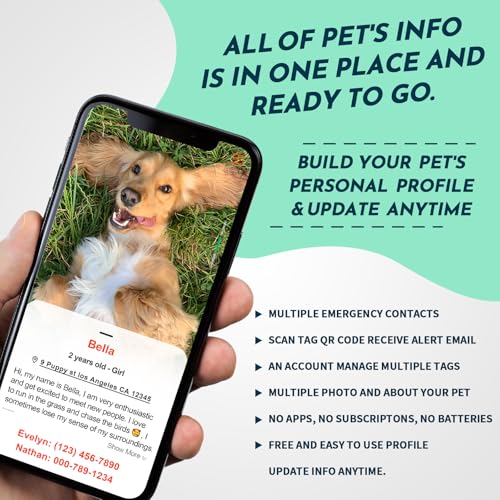 MYLUCKYTAG QR Code Pet ID | Personalized Dog & Cat Collar Tag | Online Profile with Instant Scanned Location Alert Email - style: Have your people-Blue