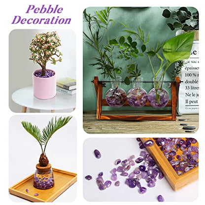 QICQDRAM Polished Gem Stones Rocks Amethyst Crystals Bulk Natural 1LB | Small Tumbled Stones Crystal Chips Bulk for Healing Crystals Fish Tank Gravel Vase Filler (405g/14.28oz) - color: Amethyst