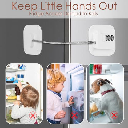 Refrigerator Lock, Combination Lock for Refrigerator Cabinets, Drawers, Heavy Duty Fridge Lock, Easy Install No Keys Needed (White-4Pack) - color: White-4Pack