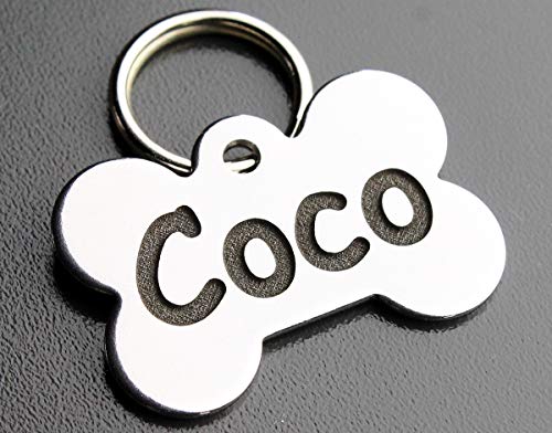 DEEP Engraved Premium Dog & Cat ID Tag – Personalized, Stainless Steel, Long-Lasting Durability - XS Bone 3/4" x1-1/4 (2-Side Engraving) - style: XS BONE 3/4"x1-1/4" (2-Side Engraving)