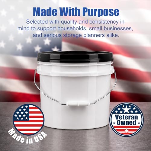 3.5 Gallon Bucket, Food-Grade w/Lid, BPA-Free, Black,3 Packs | Airtight Gamma Seal Screw-On Lid, Heavy-Duty 90 Mil HDPE Plastic, Food Safe and Durable Container, Bulk Storage, Made in USA - color: Black, size: 3 Packs